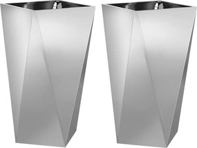 vidaXL Γλάστρα 2 pcs Ασημί 40 x 40 x 75 cm Επικαλυμμένος Χάλυβας