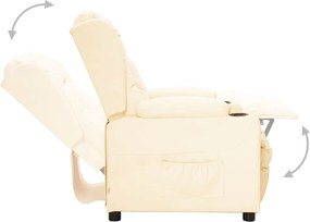 vidaXL Πολυθρόνα Ανακλινόμενη Κρεμ από Συνθετικό Δέρμα
