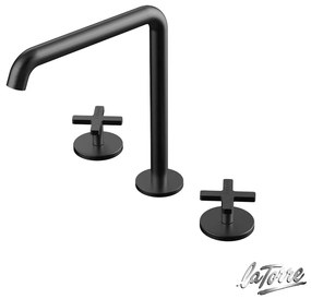 Μπαταρία Νιπτήρα Επικαθήμενη 3 οπών με Βαλβίδα Clic-Clac Εlle Cross La Torre Black Brushed 38102-410