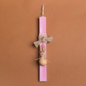 Beauty Home ΛΑΜΠΑΔΑ ΡΟΖ 33cm ΞΥΛΙΝΟΣ ΛΑΓΟΣ ΜΠΑΛΑ ΣΕ ΣΥΣΚΕΥΑΣΙΑ ΔΩΡΟΥ