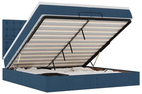 vidaXL Οθωμανικό κρεβάτι με στρώματα & LEDs Μπλε 200x200cm ύφασμα