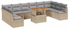 vidaXL Σετ Καναπέ Κήπου με μαξιλάρι 11 pcs Μπεζ, Γκρι 100 x 55 x 73 εκ