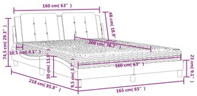 Κρεβάτι με Στρώμα Καφέ 160x200εκ. από Συνθετικό Δέρμα - Καφέ