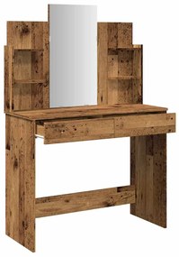 vidaXL Κομοδίνο με καθρέφτη Παλιό ξύλο 96x39x142 cm