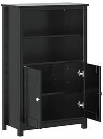 vidaXL Ντουλάπι Μπάνιου BERG Μαύρο 69,5x34x110 εκ. Μασίφ Ξύλο Πεύκου