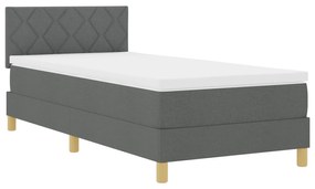 vidaXL Κρεβάτι Βάσης με Στρώμα & LED Σκούρο Γκρι 90x190 cm Ύφασμα