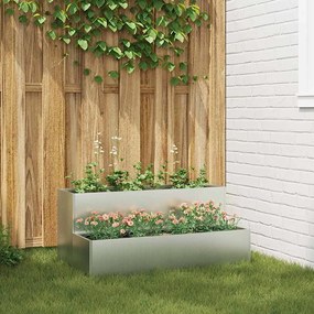 vidaXL Γλάστρα Κήπου Ασημί 100 x 60 x 45 εκ Επικαλυμμένος Χάλυβας