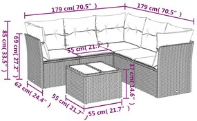 vidaXL Σαλόνι Κήπου Σετ 6 Τεμαχίων Γκρι Συνθετικό Ρατάν με Μαξιλάρια