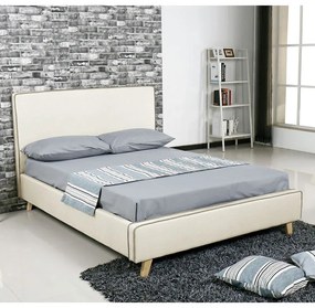 MORISSON Κρεβάτι Διπλό, για Στρώμα 140x190cm, Ύφασμα Εκρού 151x206x110cm