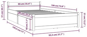 Πλαίσιο Κρεβατιού με Συρτάρια 90 x 190 εκ Single - Καφέ