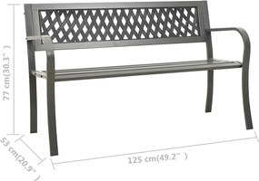 vidaXL Παγκάκι Κήπου Γκρι 125 εκ. Ατσάλινο
