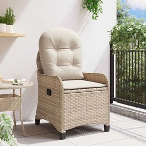 vidaXL Ανακλινόμενη πολυθρόνα Μπεζ 56 x 66 x 95 εκ συνθετικό ρατάν