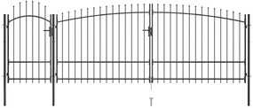 vidaXL Καγκελόπορτα με Λόγχες Μαύρη 5 x 2,25 μ.