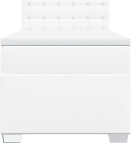 vidaXL Κρεβάτι Boxspring με Στρώμα Λευκό 90x190εκ. από Συνθετικό Δέρμα