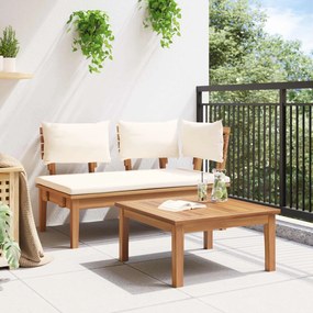 vidaXL Σετ Παγκάκι και Τραπέζι Κήπου 2 pcs Κρέμα και Καφέ