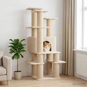 vidaXL Δέντρο γάτας με στύλους ξύρας Κρεμ 161 cm