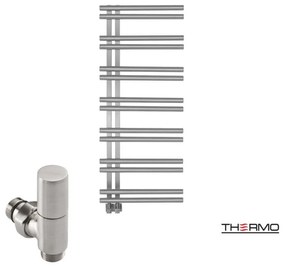Thermo SOLO Θερμαινόμενη πετσετοκρεμάστρα από ανοξείδωτο χάλυβα με υδραυλική λειτουργία, 120x50cm Inox Brushed