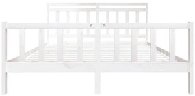 vidaXL Πλαίσιο Κρεβατιού Λευκό 180 x 200 εκ. Μασίφ Ξύλο Super King