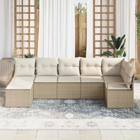 vidaXL Σετ Καναπέ με μαξιλάρι 7 pcs Μπεζ συνθετικό ρατάν