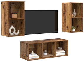 vidaXL Σετ Τηλεοπτικού Κάδου 3 pcs Παλαιό ξύλο 37 x 37 x 107 εκ