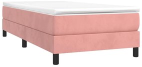 vidaXL Κρεβάτι Boxspring με Στρώμα Ροζ 90x190 εκ. Βελούδινο