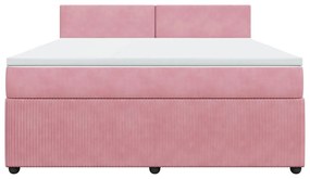 vidaXL Κρεβάτι Boxspring με Στρώμα Ροζ 180x200 εκ. Βελούδινο