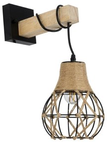 Φωτιστικό Τοίχου - Απλίκα Alani 01962 Boho 1xE27 IP20 10x26x40cm Black-Beige GloboStar