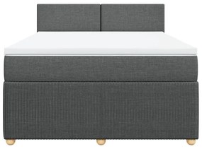 Κρεβάτι Boxspring με Στρώμα Σκούρο Γκρι 140x200 εκ Υφασμάτινο - Γκρι