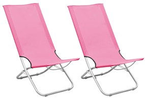 310381 vidaXL Καρέκλες Παραλίας Πτυσσόμενες 2 τεμ. Ροζ Υφασμάτινες Ροζ, 1 Τεμάχιο