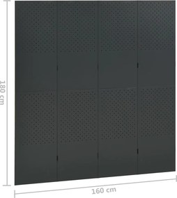vidaXL Διαχωριστικά Δωματίου 2 τεμ 4 Πάνελ Ανθρακί 160x180εκ.  Ατσάλι