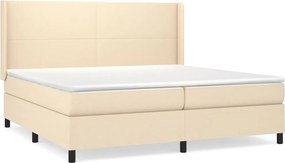 vidaXL Κρεβάτι Boxspring με Στρώμα Κρεμ 200x200 εκ. Υφασμάτινο