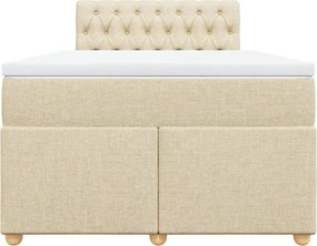 vidaXL Κρεβάτι Boxspring με Στρώμα Κρεμ 120x200 εκ. Υφασμάτινο
