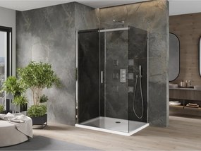 Mexen Omega καμπίνα ντους συρόμενη 100 x 90 cm, γραφίτης, χρώμιο + ντουζιέρα Flat,