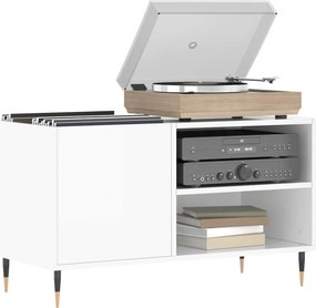 vidaXL Δισκοθήκη Γυαλ. Λευκή 85 x 38 x 48 εκ. από Επεξεργασμένο Ξύλο