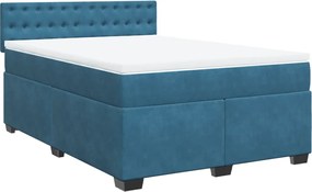 vidaXL Κρεβάτι Boxspring με Στρώμα Μπλε 140x190 εκ. Βελούδινο