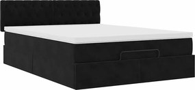 vidaXL Οθωμανικό κρεβάτι με στρώμα Μαύρο 140x190cm Βελούδο