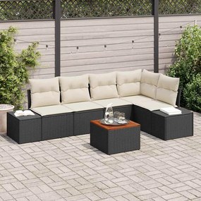 vidaXL Σετ Καναπέ Κήπου με μαξιλάρι 6 pcs Μαύρο Πολυ ράταν