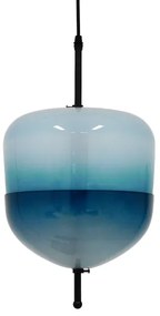 01503 GloboStar®  TEARDROP 01503 Μοντέρνο Κρεμαστό Φωτιστικό Ανάρτηση Τρίφωτο 3 x G4 Τιρκουάζ Γυαλί - Μ24 x Π24 x Υ45cm