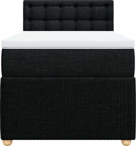 vidaXL Κρεβάτι Boxspring με Στρώμα Μαύρο 80 x 200 εκ. Υφασμάτινο