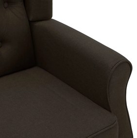 vidaXL Μπερζέρα Σκούρο Καφέ Υφασμάτινη με Υποπόδιο