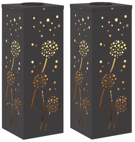vidaXL Ηλιακό LED Φως Δρόμου 2 pcs Μαύρο Κρύο Ρολαρισμένο Χάλυβα