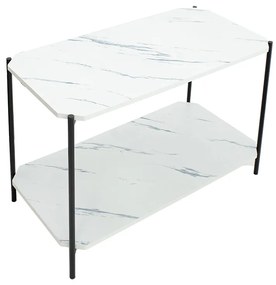 Τραπέζι σαλονιού Mara MDF λευκό μαρμάρου-μαύρο 80x40x55cm - Μελαμίνη - 072-000065