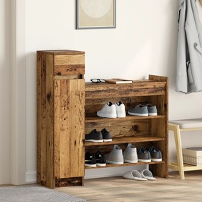 vidaXL Ντουλάπι παπουτσιών Παλιό Ξύλο 100.5x28x100 εκ. Μηχανικά Ξύλο