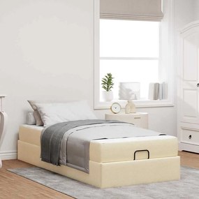 vidaXL Σκελετός Κρεβατιού με στρώμα Κρεμ 100 x 200 cm ύφασμα