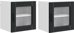 vidaXL Ραφιέρα τοίχου PORTO 2 pcs Μαύρο Επεξεργασμένο Ξύλο