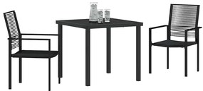 vidaXL Σέτ φαγητού για κήπο 3 pcs Μαύρο Χάλυβας με επίστρωση πούδρας