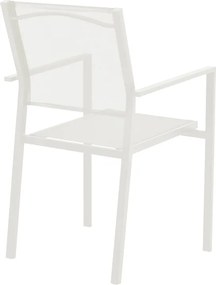 Πολυθρόνα Confidence pakoworld λευκό μέταλλο και λευκό textilene 54x54x86εκ