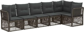 vidaXL Σετ Καναπέ Κήπου 6 pcs Γκρι συνθετικό ρατάν