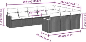 vidaXL Patio Sofa Set 10-θέσια Μικτό μπεζ