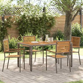 vidaXL Καρέκλες κήπου που σωριάζονται 4 pcs Καφέ, Γκρί